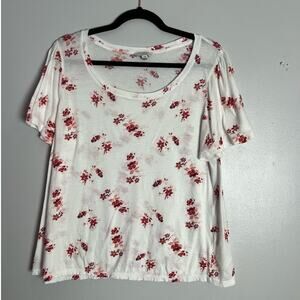 Lucky Brand Floral Print T-shirt Size Large Feminine Lightweight Casual